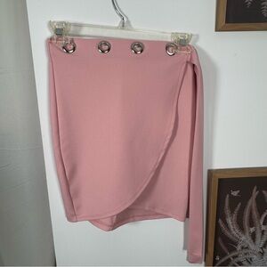 Y2K Pink Wrap Skirt with Grommet Detail (S)